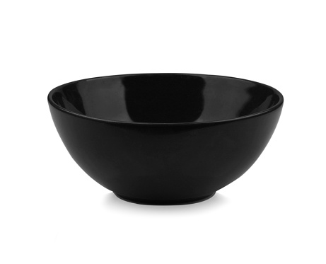 Empty ceramic  black bowl isolated on white background