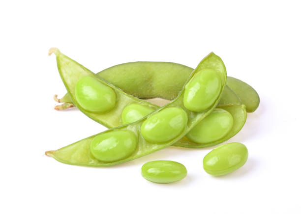 istock Green soy beans isolated on white background. 1477489688