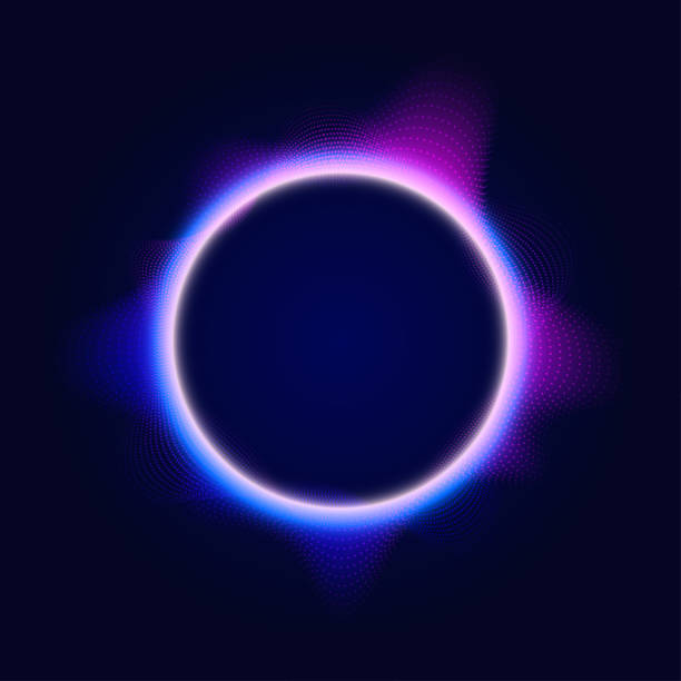 istock Abstract fantastic background with neon round frame and space portal into another dimension. Energy ring. Vector design. 1477490299