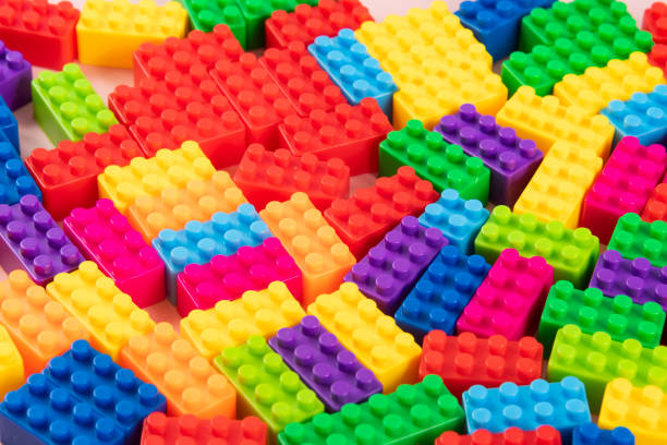 istock Colorful plastic building block patterns isolated. Toy for children 1477490712