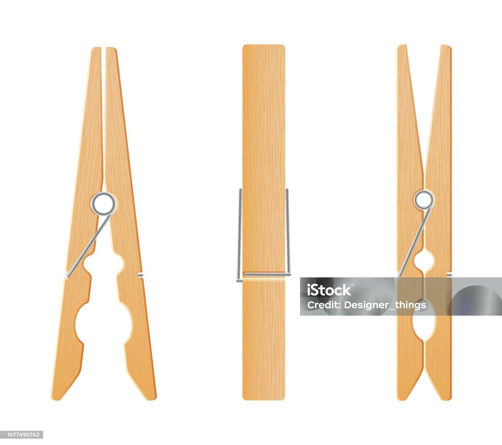 Clothes Pin Set Realistic Wooden Peg For Housework And Laundry Wooden Clips  For Clothes To Line Vector Illustration Of Clothespin Stock Illustration -  Download Image Now - iStock
