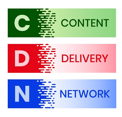 CDN - Content Delivery Network acronym, business concept. word lettering typography design illustration with line icons