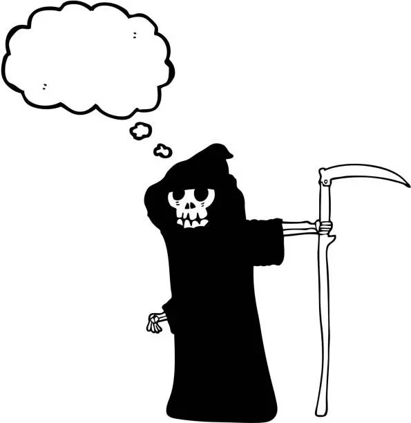 Vector illustration of freehand drawn thought bubble cartoon death