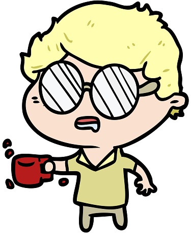 cartoon man jittery from drinking too much coffee
