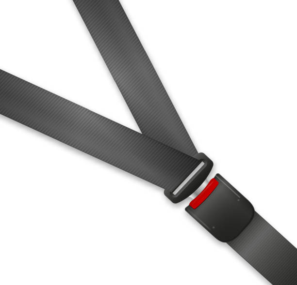 istock Safety seat belt, open and closed seatbelt. Art design road strap. Abstract concept car, airplane driver protection graphic element. Vector 1477495911