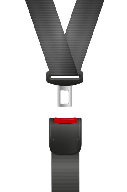 istock Safety seat belt, open and closed seatbelt. Art design road strap. Abstract concept car, airplane driver protection graphic element. Vector 1477496014