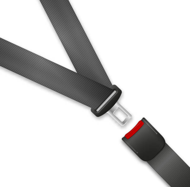 istock Safety seat belt, open and closed seatbelt. Art design road strap. Abstract concept car, airplane driver protection graphic element. Vector 1477496174