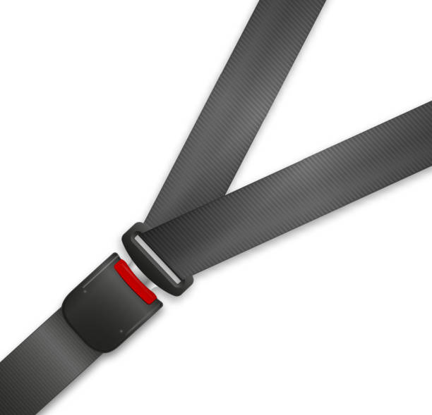 istock Safety seat belt, open and closed seatbelt. Art design road strap. Abstract concept car, airplane driver protection graphic element. Vector 1477496344