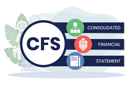 CFS - Consolidated Financial Statement acronym. business concept background. vector illustration concept with keywords and icons. lettering illustration with icons for web banner, flyer