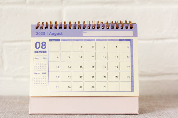 istock Desktop calendar for August 2023 on the desktop. 1477497064