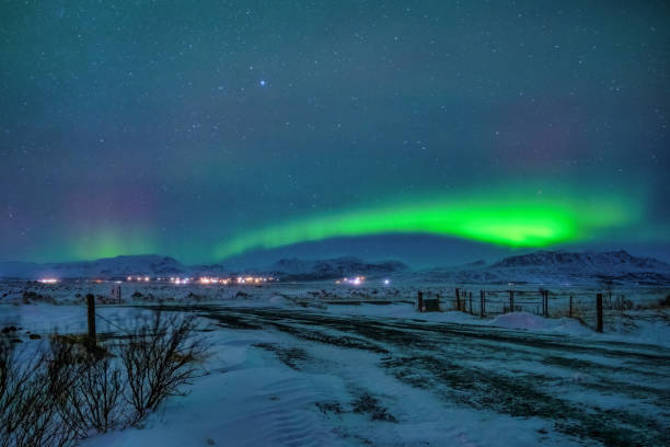 Iceland - Nothern Lights Nother lights and starry sky in southern Iceland. weltall stock pictures, royalty-free photos & images