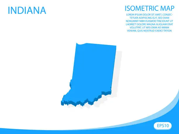 Vector illustration of Modern vector isometric of Indiana blue map. elements white background for concept map easy to edit and customize. eps 10