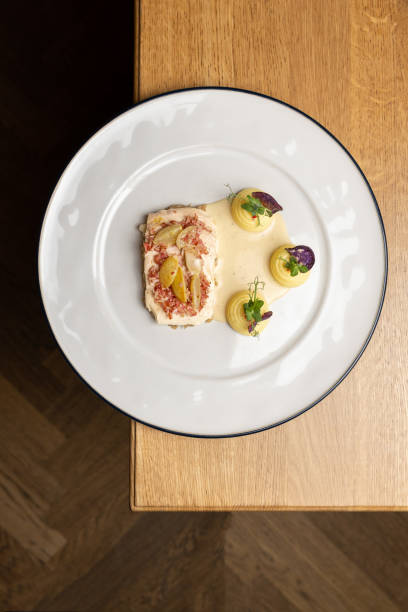 veal filet meat with mashed potatoes and bacon