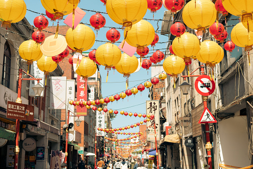 Taipei, Taiwan - March 5, 2023 : Dihua traditional shopping street