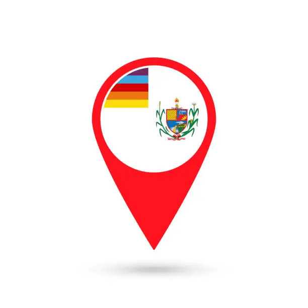 Vector illustration of Map pointer with Department of La Libertad. Peru. Vector Illustration.