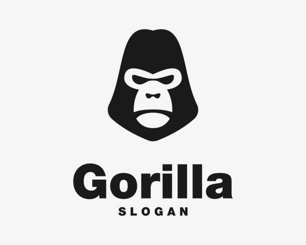 ilustrações de stock, clip art, desenhos animados e ícones de gorilla monkey primate ape animal head silverback silhouette portrait mascot vector design illustration - gorilla zoo animal silverback gorilla