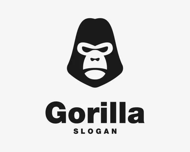 Vector illustration of Gorilla Monkey Primate Ape Animal Head Silverback Silhouette Portrait Mascot Vector Design Illustration