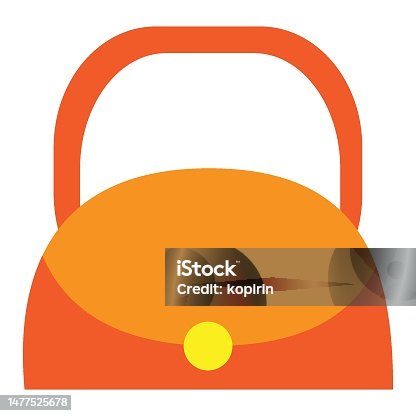 istock women's bag in the shape of a semicircle of orange color, flat, isolated object on a white background, vector illustration, 1477525678