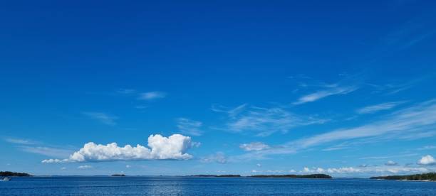 A beautiful summer day by the sea with a blue sky and a few clouds in the sky