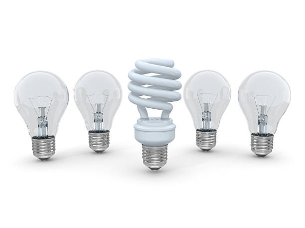 istock Three types of lamp bulbs on white background 147752678