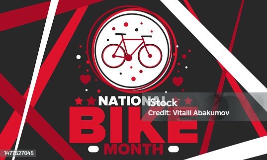 istock National Bike Month. Celebrated annual in May in United States. Bicycle concept. Healthy and active lifestyle. Sports or hobby. Poster, card, banner and background. Vector illustration 1477527045