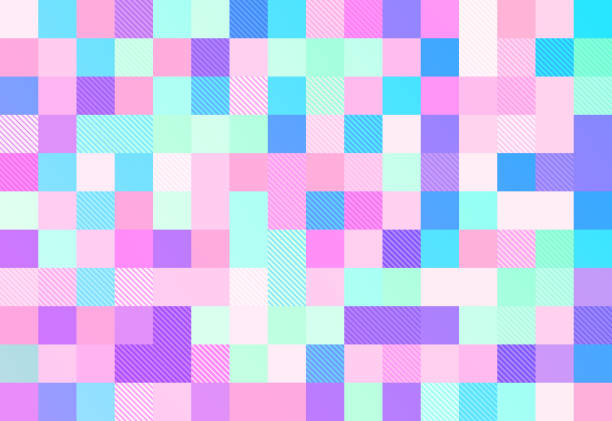 pastel pixel modern abstrakcyjne tło - vibrant color checked backgrounds multi colored stock illustrations