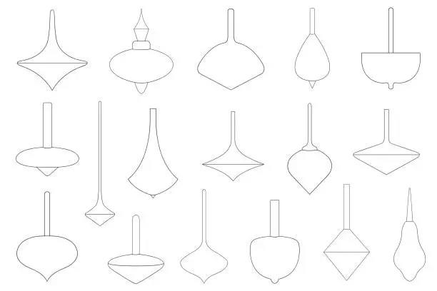 Vector illustration of Collection of different spinning tops