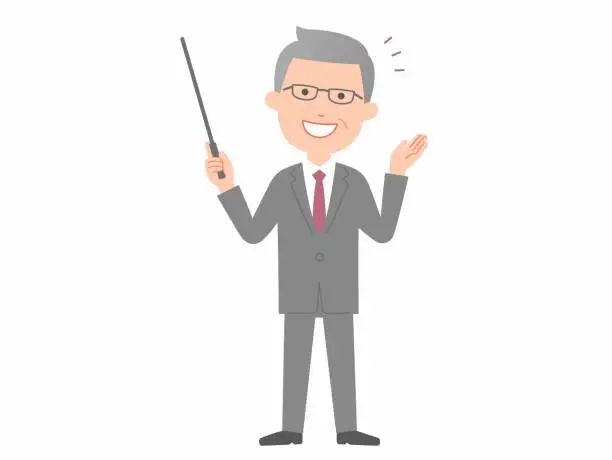 Vector illustration of Businessman giving a presentation at the company