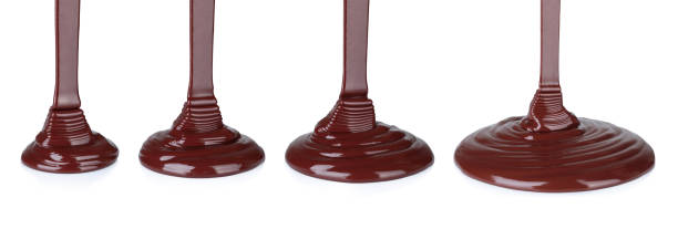 istock Set of Melted Chocolate Dripping in increasing progression, on white background 1477537320