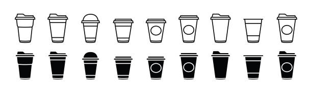 ilustrações de stock, clip art, desenhos animados e ícones de drinks icon vector - breakfast cup coffee hot drink