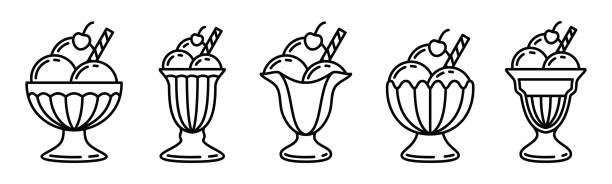 ilustrações de stock, clip art, desenhos animados e ícones de drinks icon vector - parfait glass
