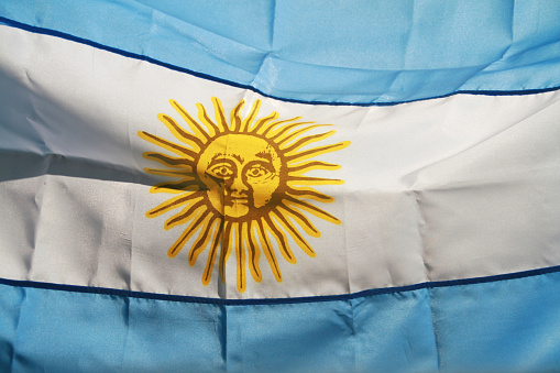 Close-up view of Argentinian flag