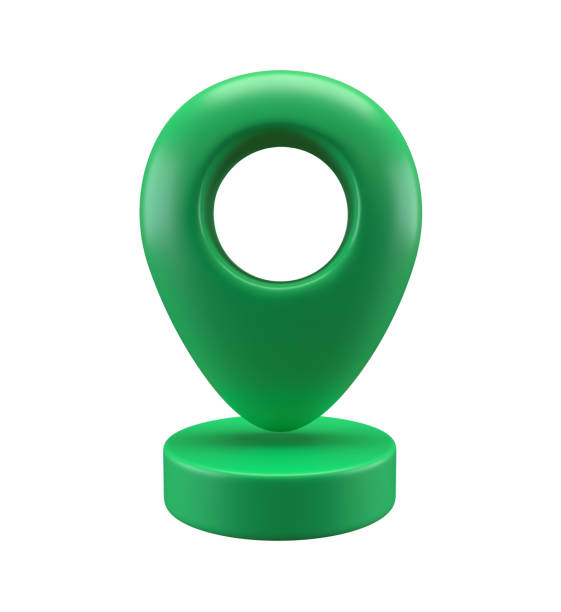 3D Realistic icon Style green glossy Location map pin gps pointer markers illustration for destination. Geo tag isolated on white background with clipping path