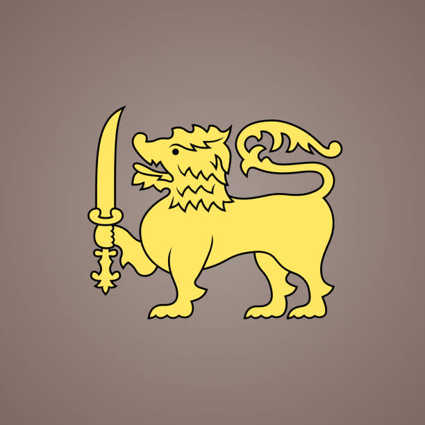 Symbol from the flag of Sri Lanka Golden lion - symbol from the flag of Sri Lanka. czech lion stock illustrations