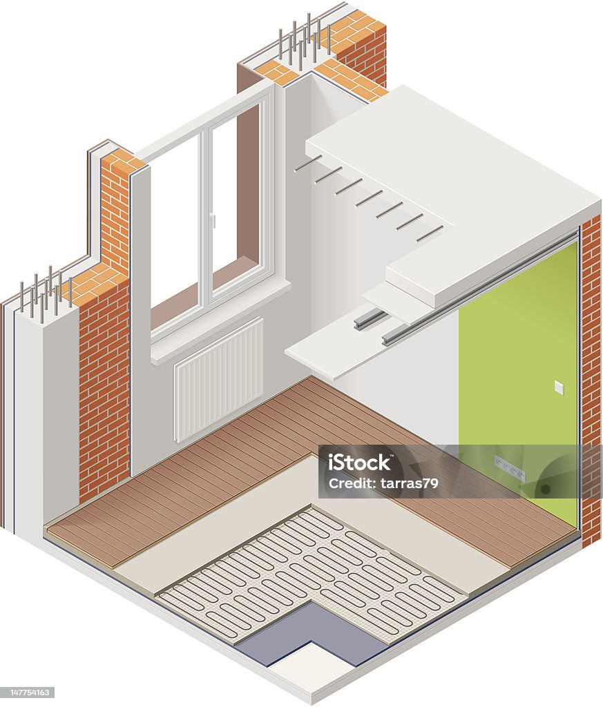 Isométricos apartamento icono de unión (cutaway) - arte vectorial de Aislante libre de derechos