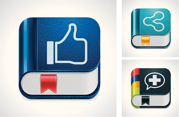 обмен информацией через социальные сети икона set - friendship human thumb book communication stock illustrations