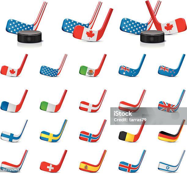 Eishockeysäbel Mit Flaggen Stock Vektor Art und mehr Bilder von Eishockey - Eishockey, Finnland, Australien