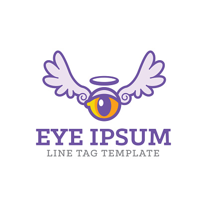 Vector Illustration of a Elegant Purple Stylized Eye with Wings Symbol Brand Design