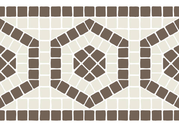 Ancient geometric mosaic seamless pattern. Decorative antique stone ornament. Abstract antique texture.