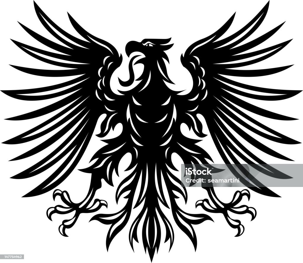 Czarny heraldyczny eagle - Grafika wektorowa royalty-free (Orzeł)