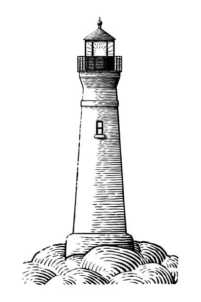 Vector illustration of Vector drawing of a lighthouse