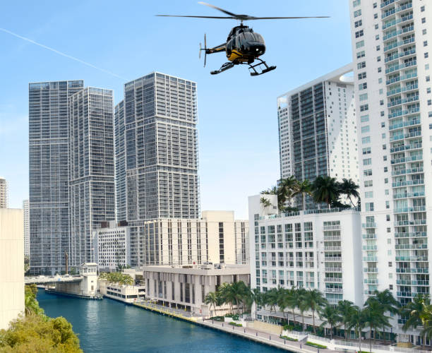 istock Helicopter flying over Miami. 1477551770