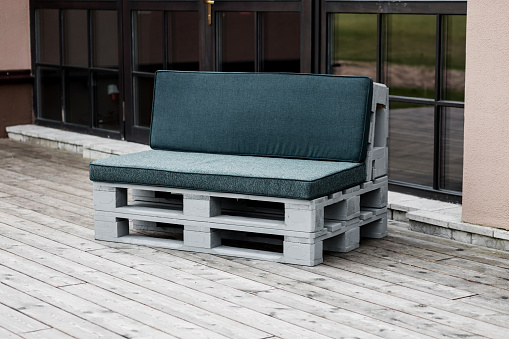 Soft bench diy industrial recycled made from old wooden storage pallets