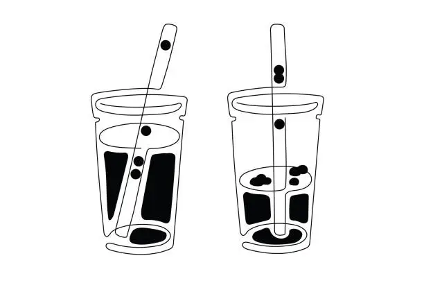 Vector illustration of Bubble tea line art