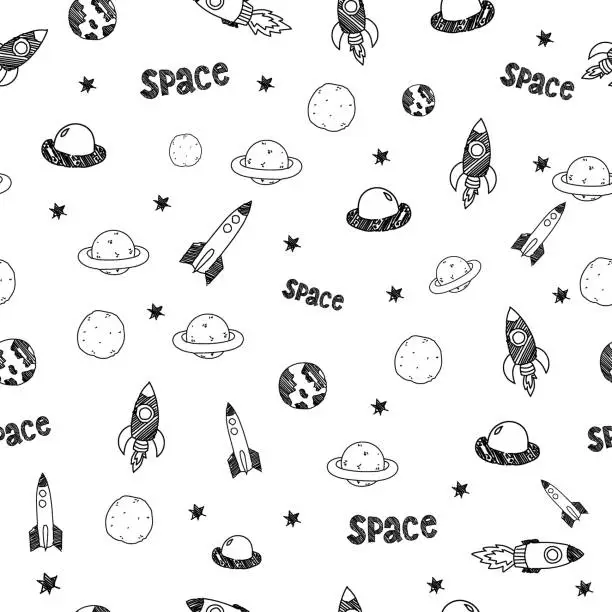 Vector illustration of Seamless pattern doodle space