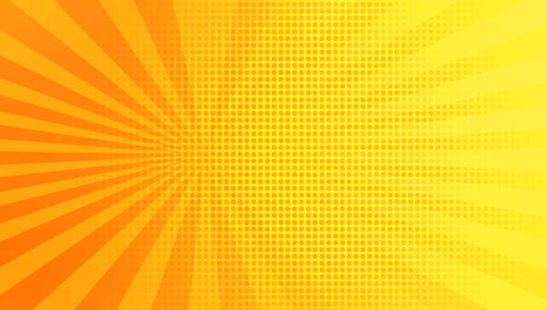 istock comic or cartoon concept background with blank space for design. bright yellow and orange sunburst rays background with half tone dots. yellow background with radial lines in pop art style. 1477564006