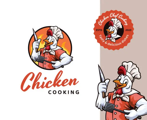 Vector illustration of Chicken Chef Mascot Design