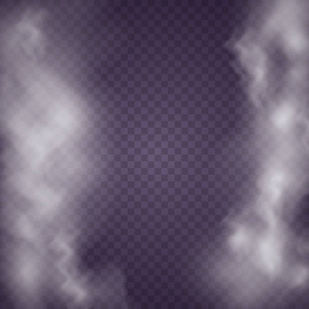 Special effect of steam, smoke, fog, clouds. Special effect of steam, smoke, fog, clouds. Abstract gas on transparent background, vapor machine steam or explosion dust, dry ice effect, condensation, fume. Vector illustration. okanagan stock illustrations