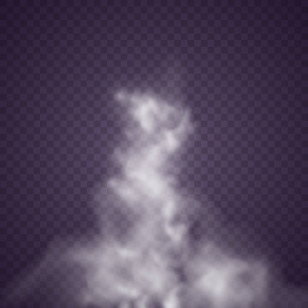 Special effect of steam, smoke, fog, clouds. Special effect of steam, smoke, fog, clouds. Abstract gas on transparent background, vapor machine steam or explosion dust, dry ice effect, condensation, fume. Vector illustration. okanagan stock illustrations