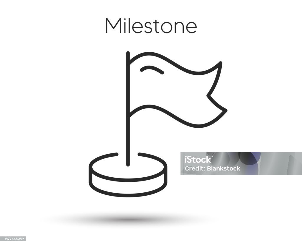Milestone pin line icon. Flag location pointer sign. Pennant with flag. Vector - Royaltyfri Viktiga livshändelser vektorgrafik Milestone pin line icon. Flag location pointer sign. Pennant with flag. Vector - Royaltyfri Viktiga livshändelser vektorgrafik